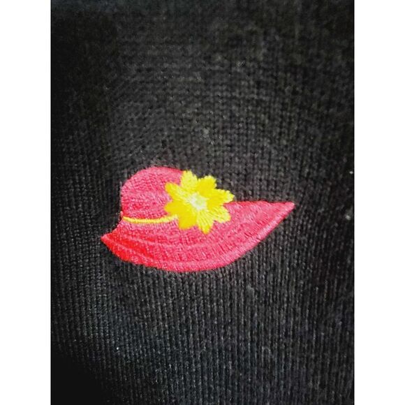 Sarah Spencer Woman 1X Womans Sweater Black Short Sleeve Knit V-Neck Embroidered - Picture 5 of 7